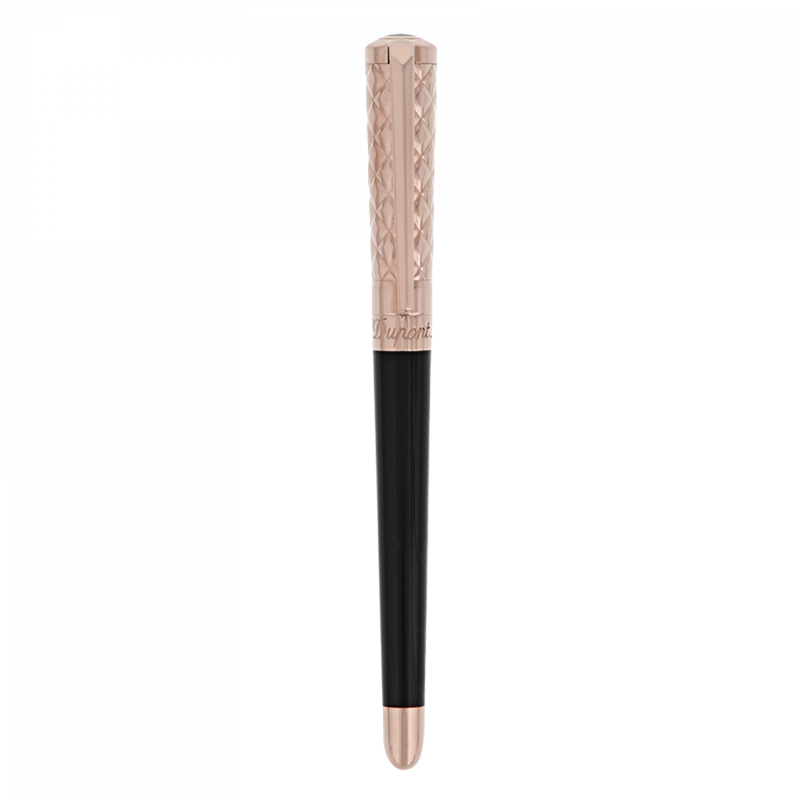 S T Dupont D-Initial Rollerball Pen Black Lacquer / Rose Gold