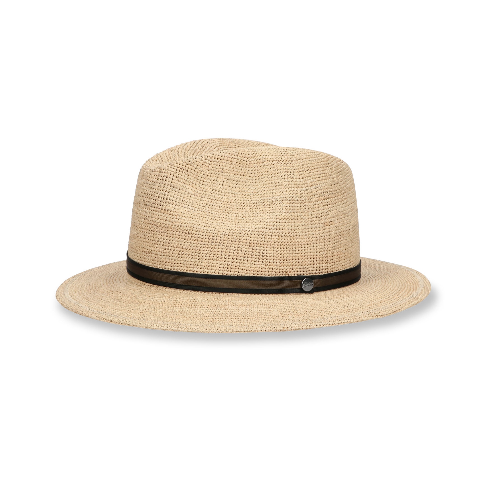 Borsalino Argentina Fine Raffia Crochet Hat Green Ribbon 141165