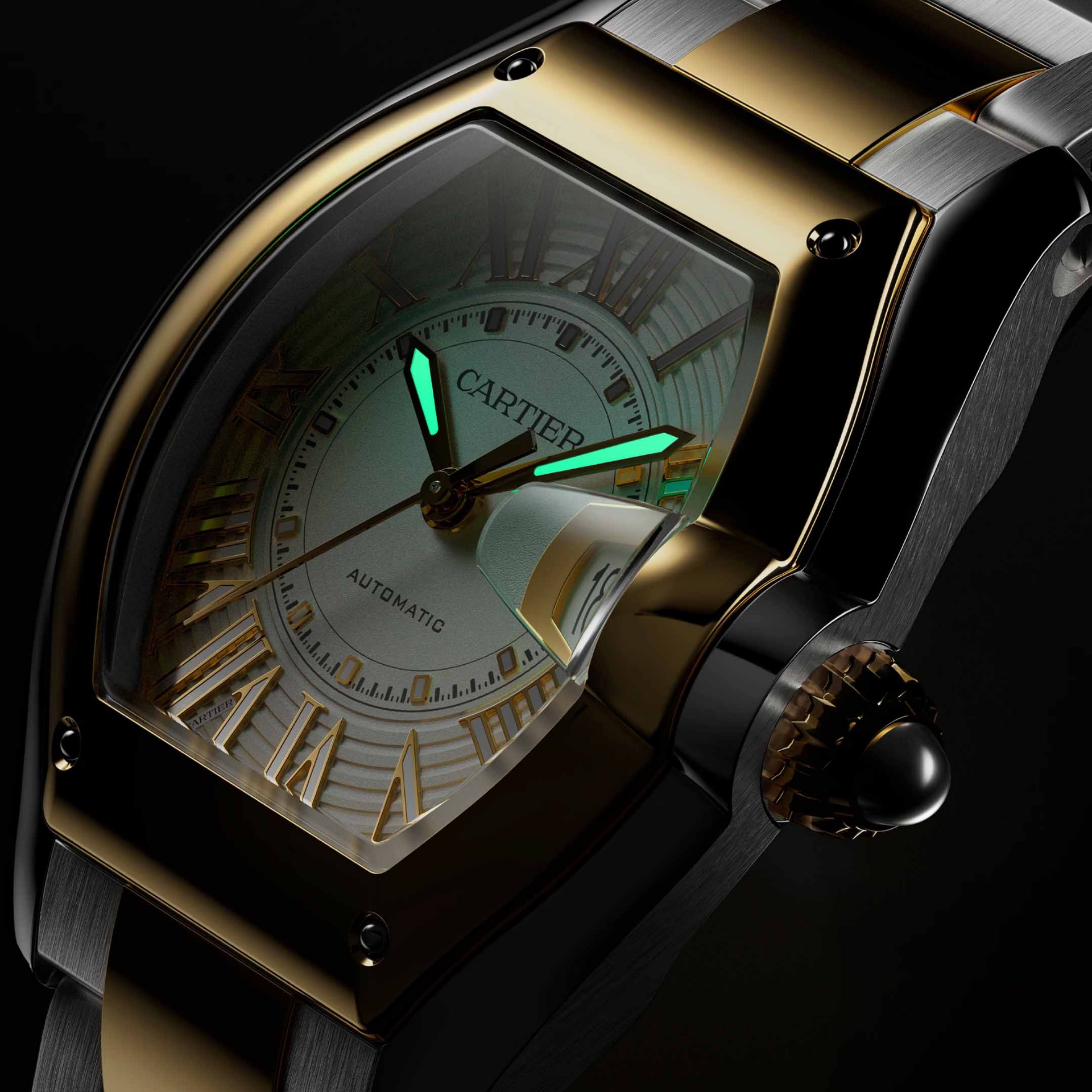 Cartier Roadster Medium Model, Steel and Yellow Gold 34.9 X 42.5